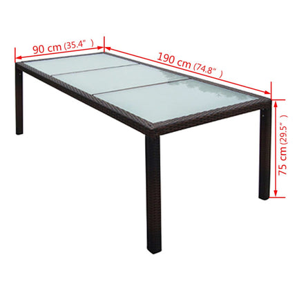 Table et chaises de jardin en résine tressée avec coussins crème