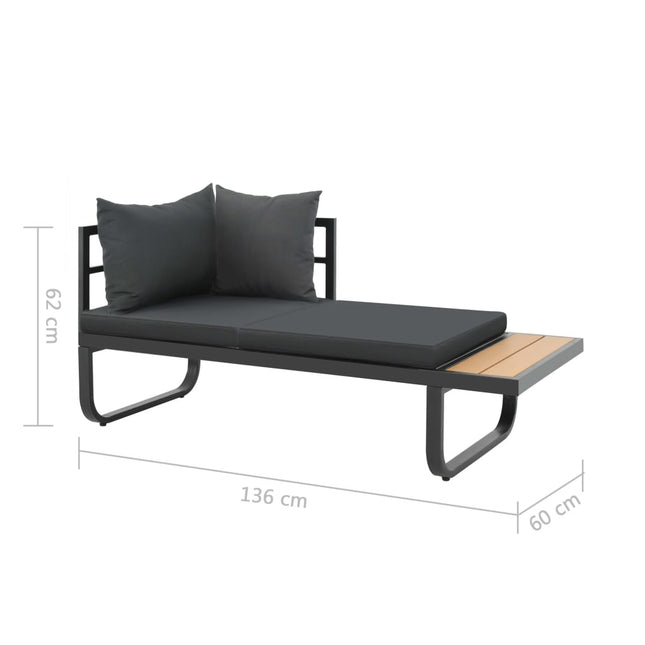 Salon de jardin d'angle avec canapé et table basse aluminium