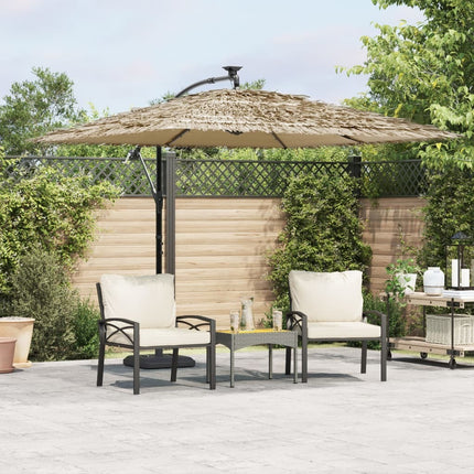 Parasol de jardin avec led et mât en acier marron 269 x 269 x 235 cm