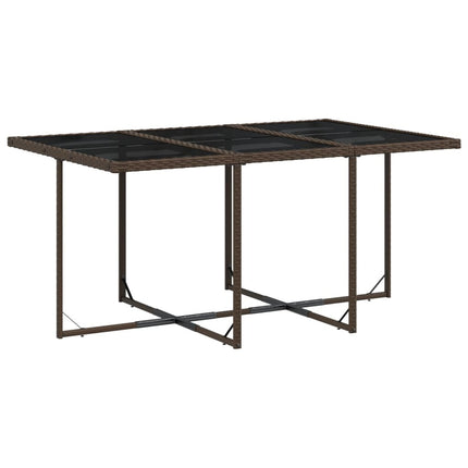 Table et chaises de jardin 6 places en résine tressée marron avec coussins