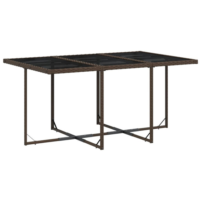 Table et chaises de jardin 6 places en résine tressée marron avec coussins