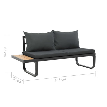 Salon de jardin d'angle avec canapé et table basse aluminium