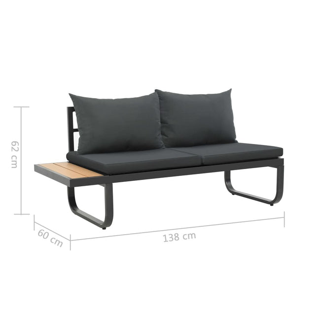Salon de jardin d'angle avec canapé et table basse aluminium