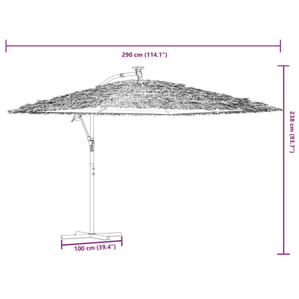 Parasol de jardin avec led et mât en acier marron 290 x 290 x 238 cm