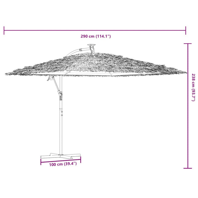 Parasol de jardin avec led et mât en acier marron 290 x 290 x 238 cm