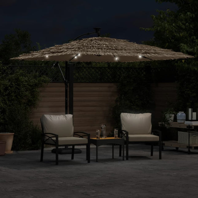 Parasol de jardin avec led et mât en acier marron 269 x 269 x 235 cm