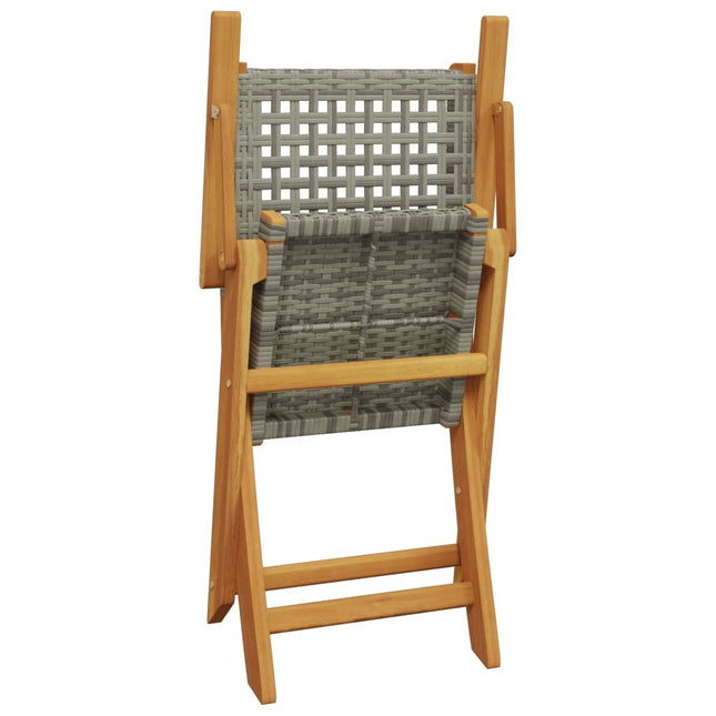 Table carrée et 2 chaises de jardin pliantes en résine tressée grise et bois d'acacia massif