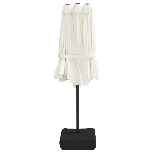 Parasol de jardin à double tête avec led blanc sable 449 x 265 cm