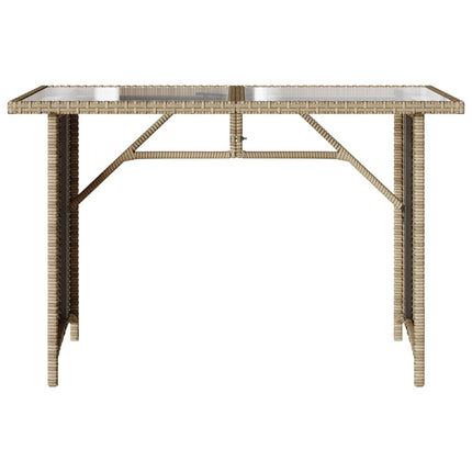 Table haute de jardin en verre trempé avec canapé en résine tressée beige