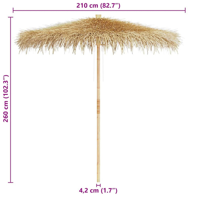 Parasol en bambou avec toit en feuille de bananier 270 cm