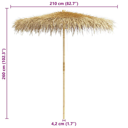 Parasol en bambou avec toit en feuille de bananier 210 cm