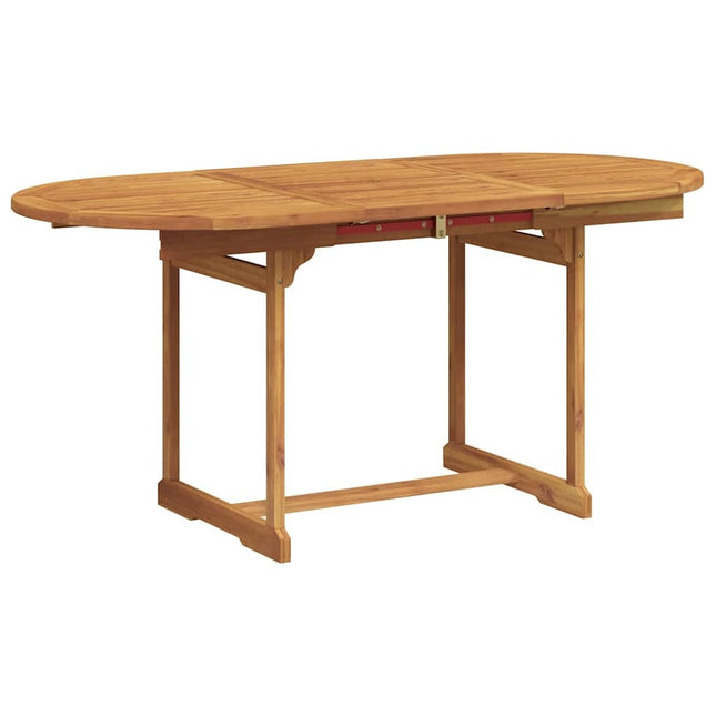 Table ovale extensible et 4 fauteuils inclinables de jardin en acacia massif et textilène crème