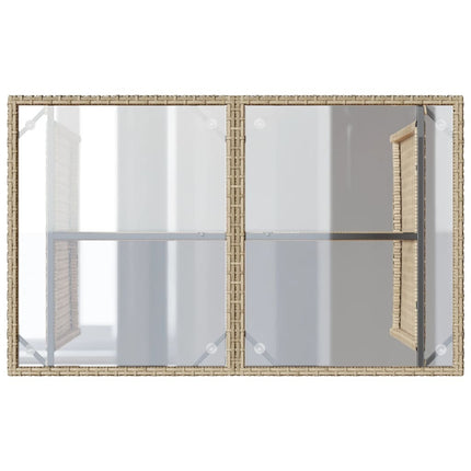 Table haute de jardin en verre trempé avec canapé en résine tressée beige