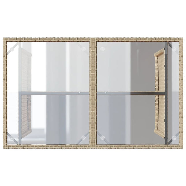 Table haute de jardin en verre trempé avec canapé en résine tressée beige