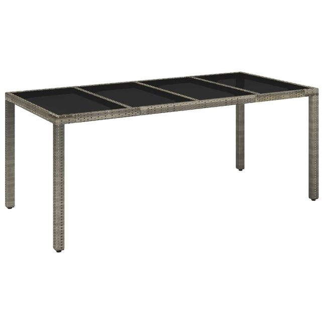 Table et fauteuils de jardin 8 places inclinables en résine tressée grise et acacia