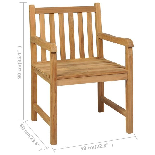 Table et 2 fauteuils de jardin en teck massif 80 x 80 cm