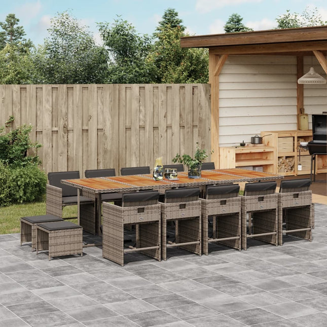 Table et fauteuils de jardin 14 places avec tabourets en résine tressée
