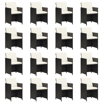 Table et chaises de jardin 20 places en résine tressée noire