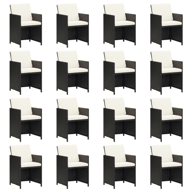 Table et chaises de jardin 20 places en résine tressée noire