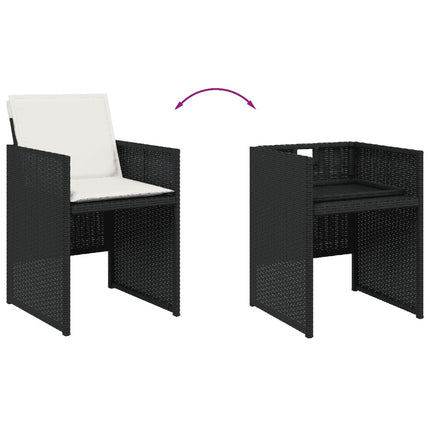Table et fauteuils de jardin 8 places en résine tressée noire