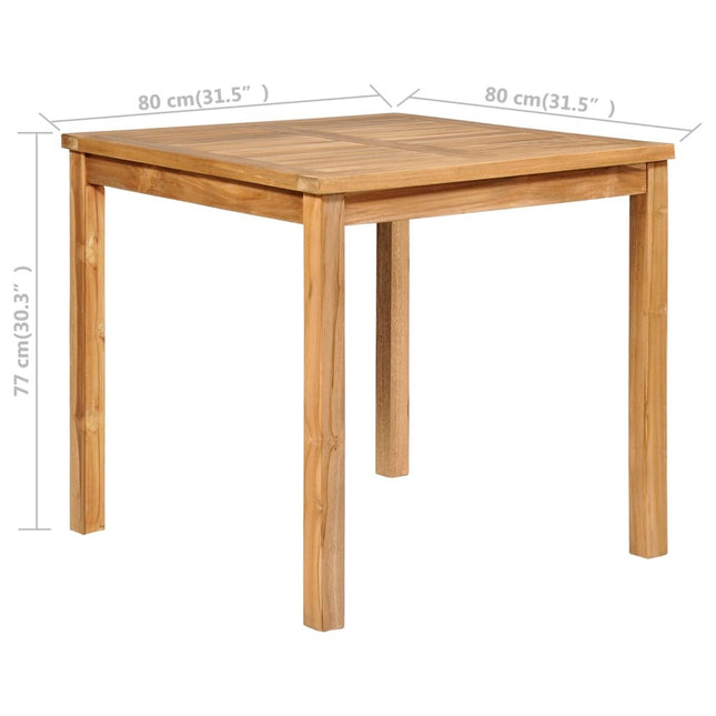 Table et 2 fauteuils de jardin en teck massif 80 x 80 cm
