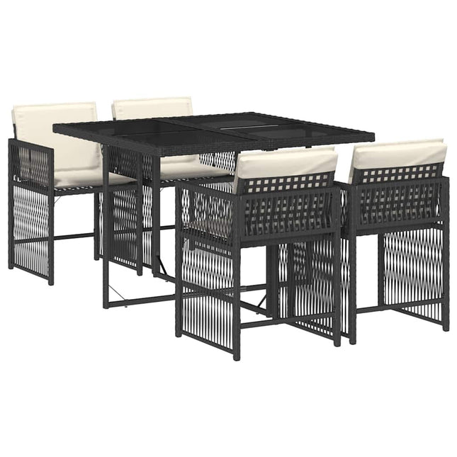 Table et fauteuils de jardin 4 places en résine tressée noire