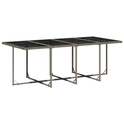 Table et chaises de jardin 8 places en résine tressée grise avec verre trempé