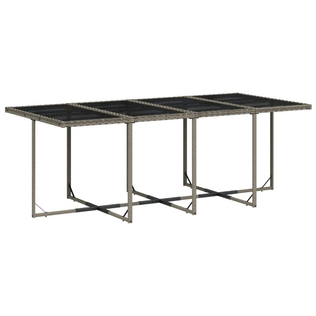Table et chaises de jardin 8 places en résine tressée grise avec verre trempé