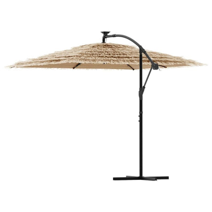 Parasol de jardin avec led et mât en acier marron 269 x 269 x 235 cm