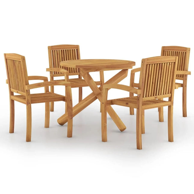 Table ronde et 4 chaises de jardin en teck massif