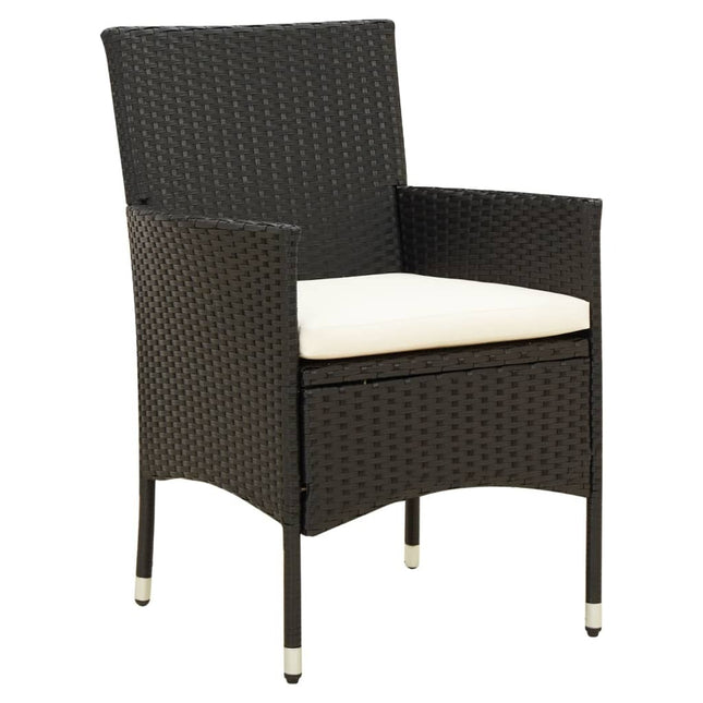 Table et fauteuils de jardin 8 places résine tressée noire et acacia