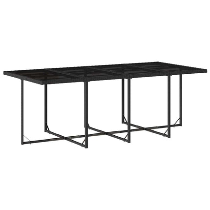 Table et fauteuils de jardin 8 places en résine tressée noire