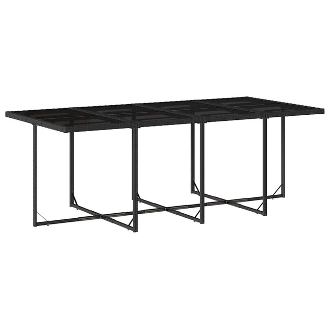 Table et fauteuils de jardin 8 places en résine tressée noire