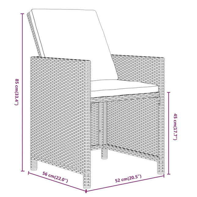 Table et chaises de jardin 20 places en résine tressée marron avec verre trempé