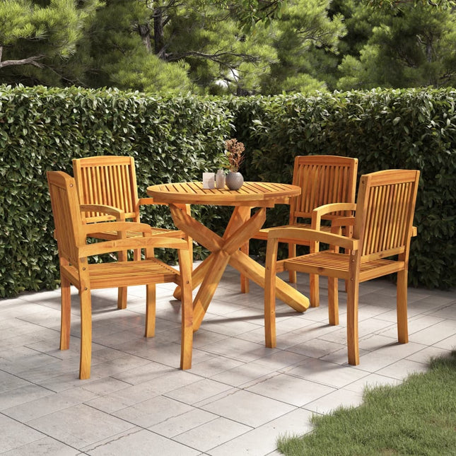 Table ronde et 4 chaises de jardin en teck massif