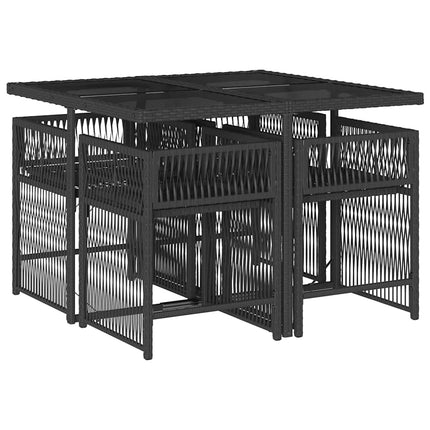 Table et fauteuils de jardin 4 places en résine tressée noire