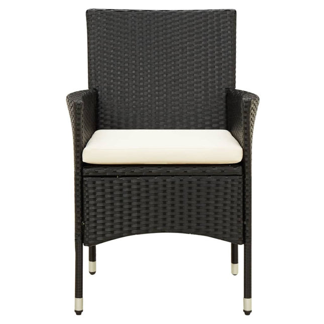 Table et fauteuils de jardin 8 places résine tressée noire et acacia