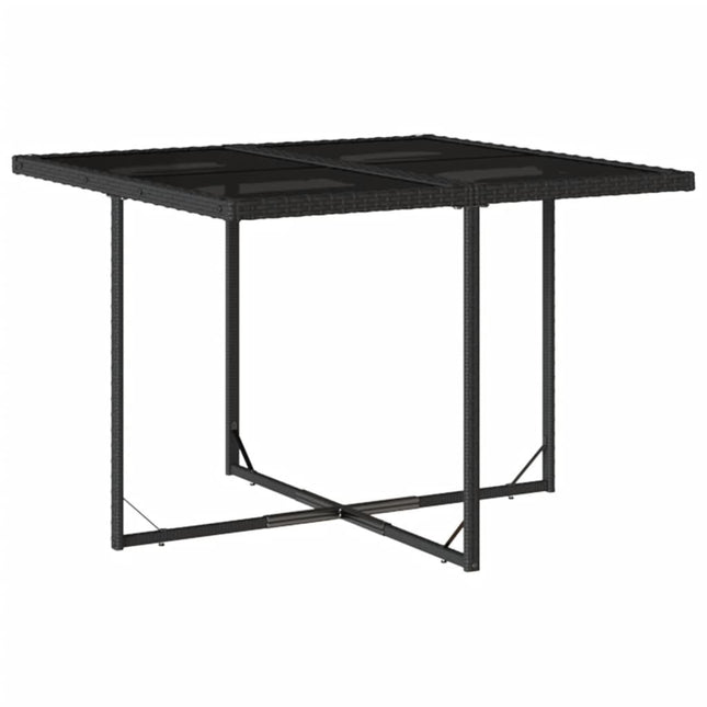 Table et chaises de jardin 4 places gain de place en résine tressée noire avec coussins