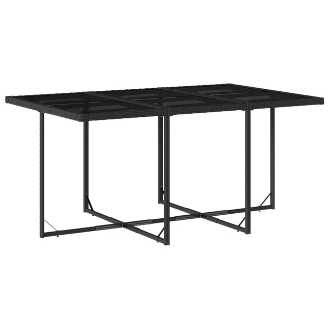 Table et fauteuils de jardin 6 places en résine tressée noire