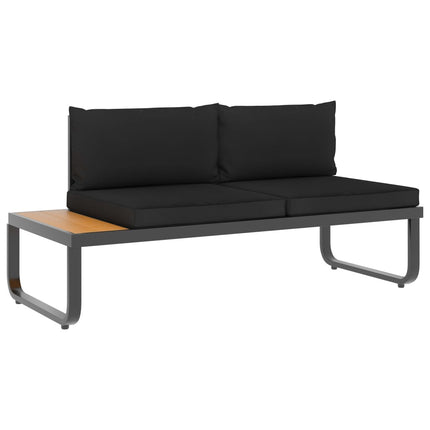 Salon de jardin d'angle aluminium avec coussins noirs