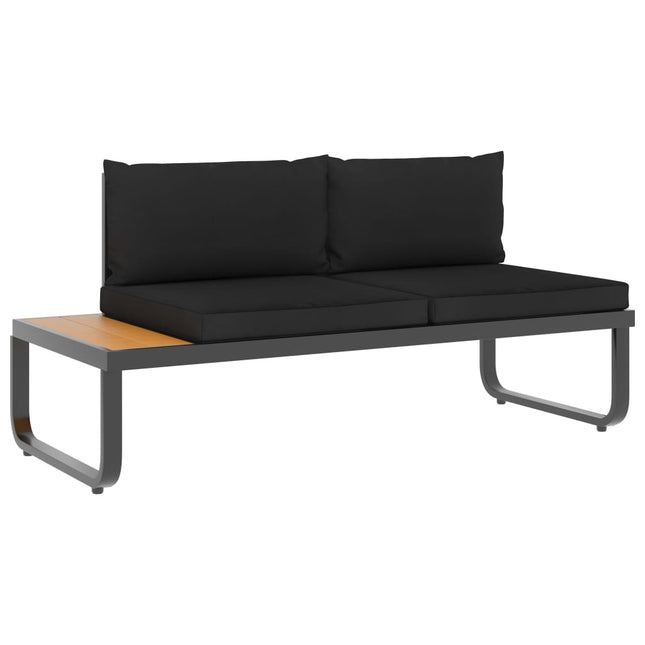 Salon de jardin d'angle aluminium avec coussins noirs