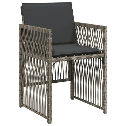Table et chaises de jardin 8 places en résine tressée grise avec verre trempé