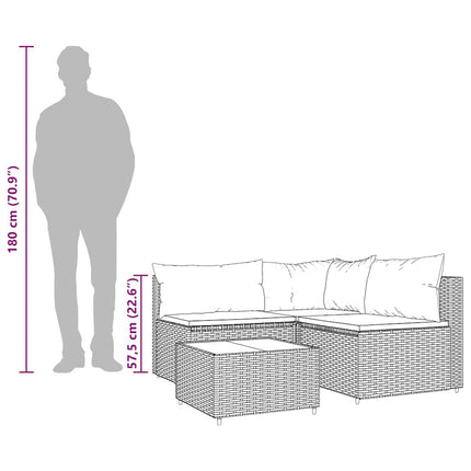 Salon de jardin d'angle avec table basse résine tressée gris anthracite