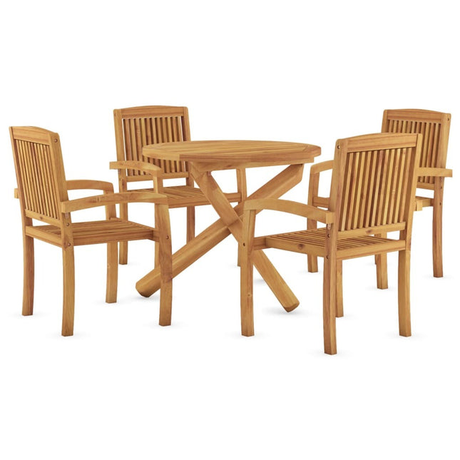 Table ronde et 4 chaises de jardin en teck massif
