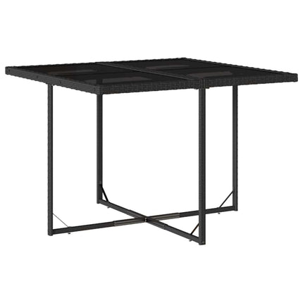 Table et fauteuils de jardin 4 places en résine tressée noire