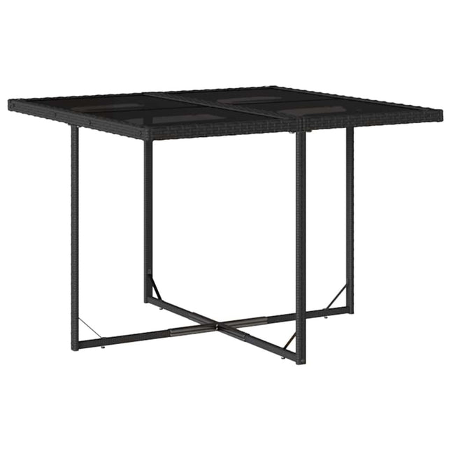 Table et fauteuils de jardin 4 places en résine tressée noire
