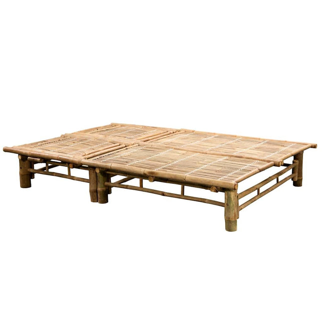 Bain de soleil double en bambou avec dossier réglable et matelas crème