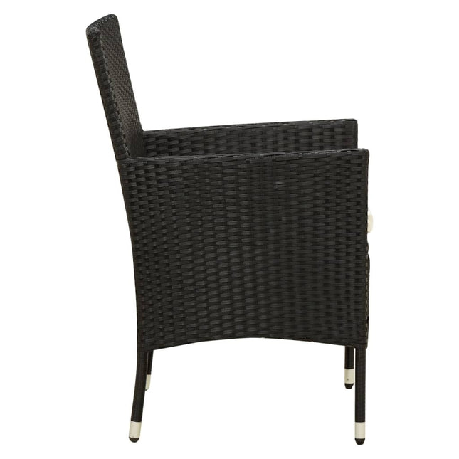 Table et fauteuils de jardin 8 places résine tressée noire et acacia