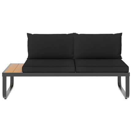 Salon de jardin d'angle aluminium avec coussins noirs