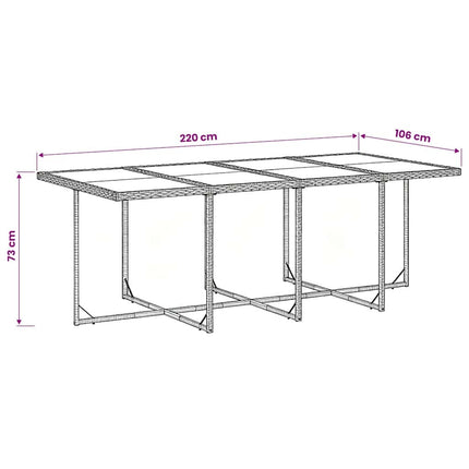Table et fauteuils de jardin 8 places en résine tressée noire
